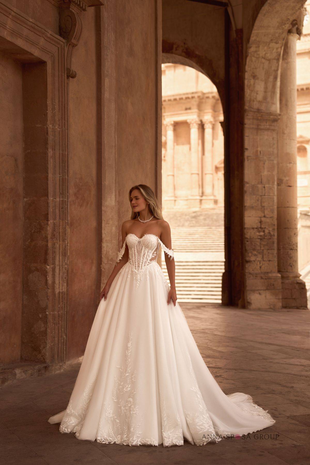 Devant de la robe de mariée princesse Borgia