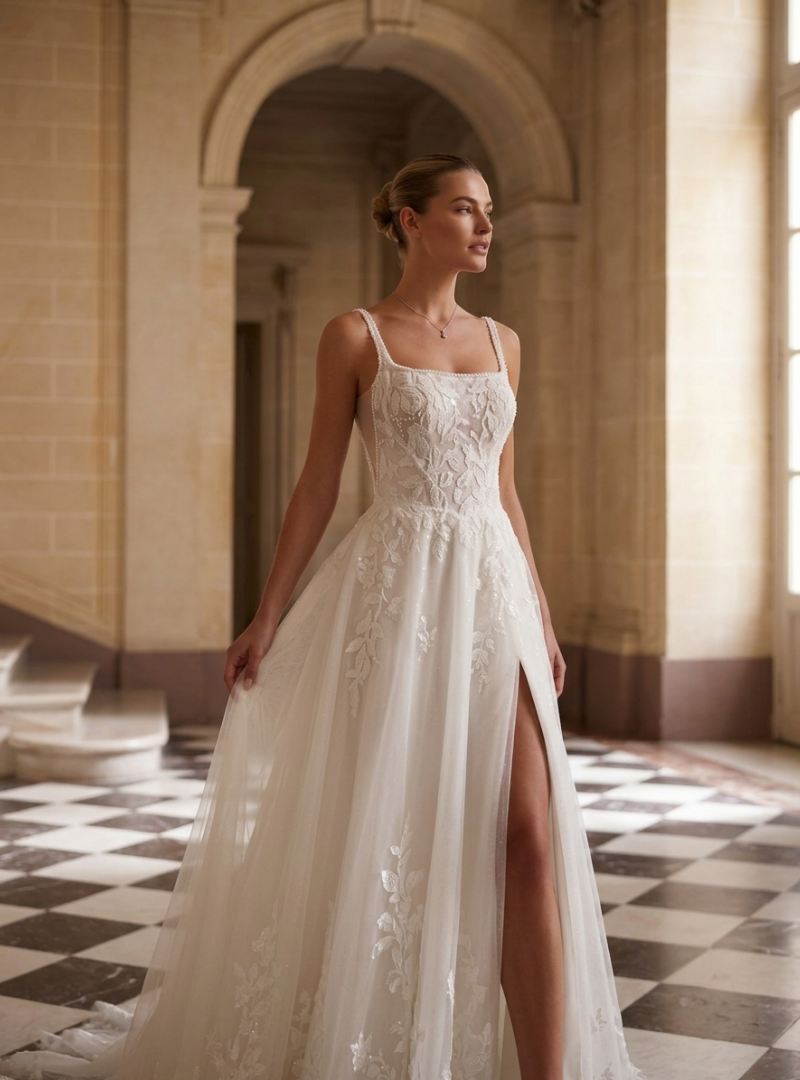 Devant de la robe de mariée princesse Reimona Allégresse
