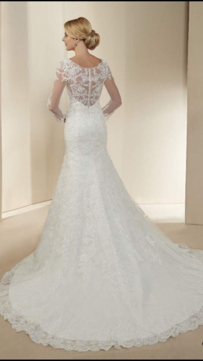 Robe de mariée manche longue dos dentelle, Clemence by Mariage Harmonya