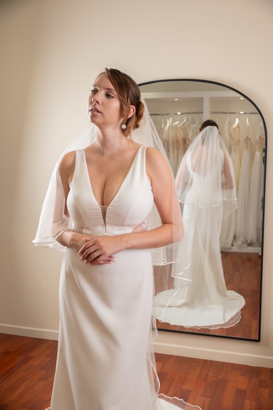 Voile de mariée 2 couches bordure satinée