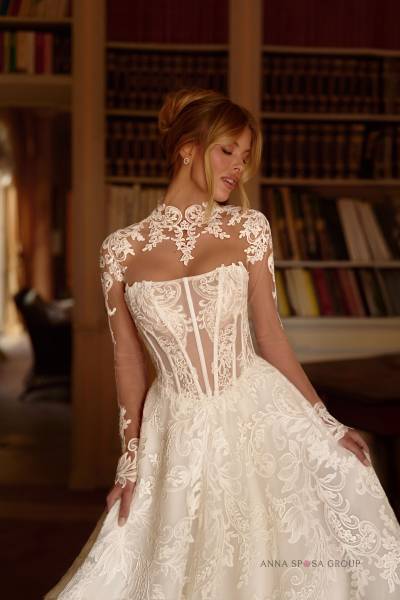 Devant de la robe de mariée princesse blamia avec body