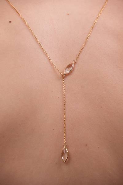 Parure de mariée boucles d'oreilles et collier de dos en or