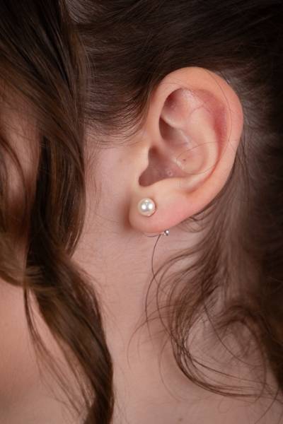 Parure collier et boucles d'oreilles de mariée perle nacrée