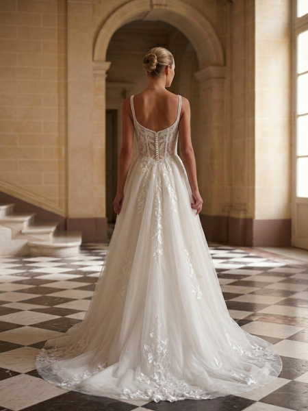 Dos de la robe de mariée princesse Reimona Allégresse