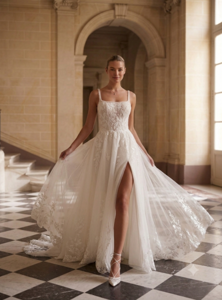 Devant de la robe de mariée princesse Reimona Allégresse
