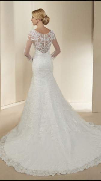 Robe de mariée manche longue dos dentelle, Clemence by Mariage Harmonya